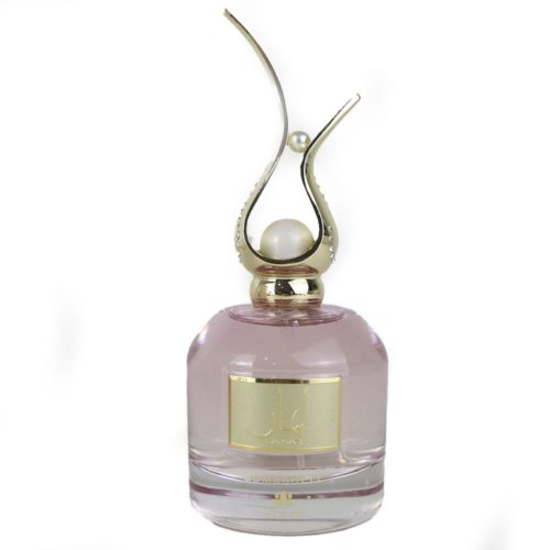 Vista trasera de la caja del perfume Lamar Bombshell EDP, con detalles de ingredientes e información del fabricante en texto negro.