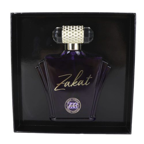 Frasco de Z12 Eau de Parfum 100ml para Mujeres de Zakat. Un frasco rosa pastel con diseños florales en relieve, una tapa plateada y una cinta plateada atada
