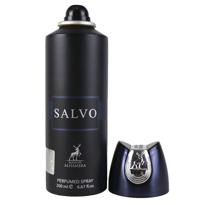 Spray perfumado Salvo de 200 ml de Maison Alhambra con la tapa retirada, mostrando la boquilla del aerosol.