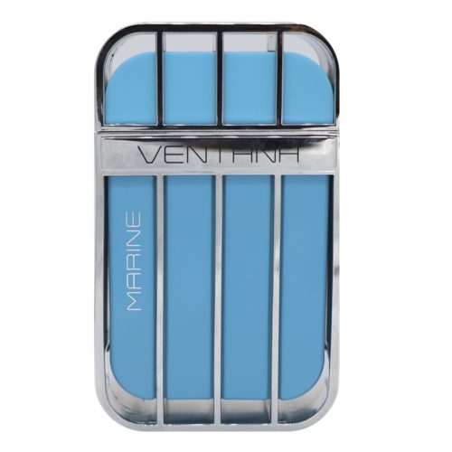 Frasco del perfume Armaf Ventana Marine con diseño metálico azul, 100 ml.