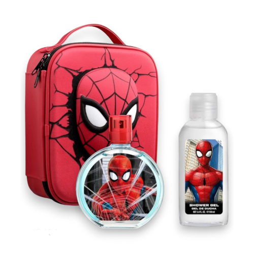 Spiderman Gift Set Eau De Toilette 100 ml / 3.4 fl.oz + Gel De Ducha 100ml + Neceser 3D Para Niños de Marvel (81489)
